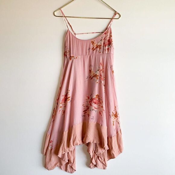 FREE PEOPLE FADED BLOOM SLEEVELEES FLORAL MINI DRESS PINK COMBO - Picture 2 of 7